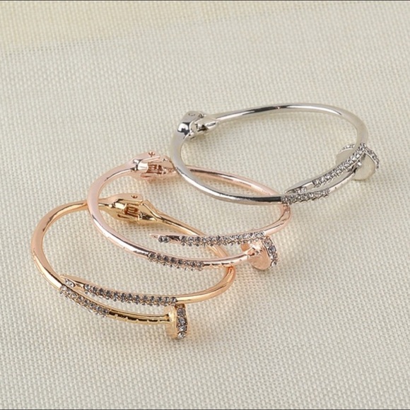 Hot🌶GOLD nail bracelet with rhinestones. Stack’m - Picture 2 of 8